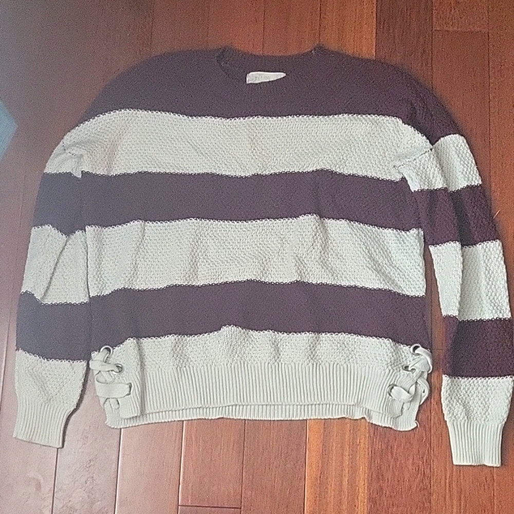 Pink Republic Plum and Offwhite Stripe Sweater